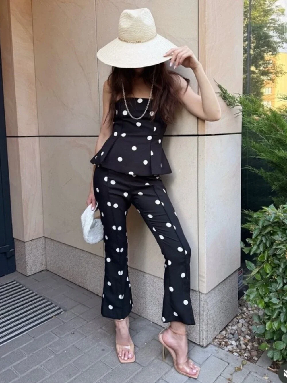ZARA POLKA DOT STRAPLESS JUMPSUIT Size XS